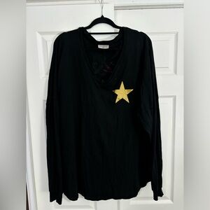 Double-Sided Long-Sleeve Black & Gold Christmas Spirit Jersey! Women’s XXL.